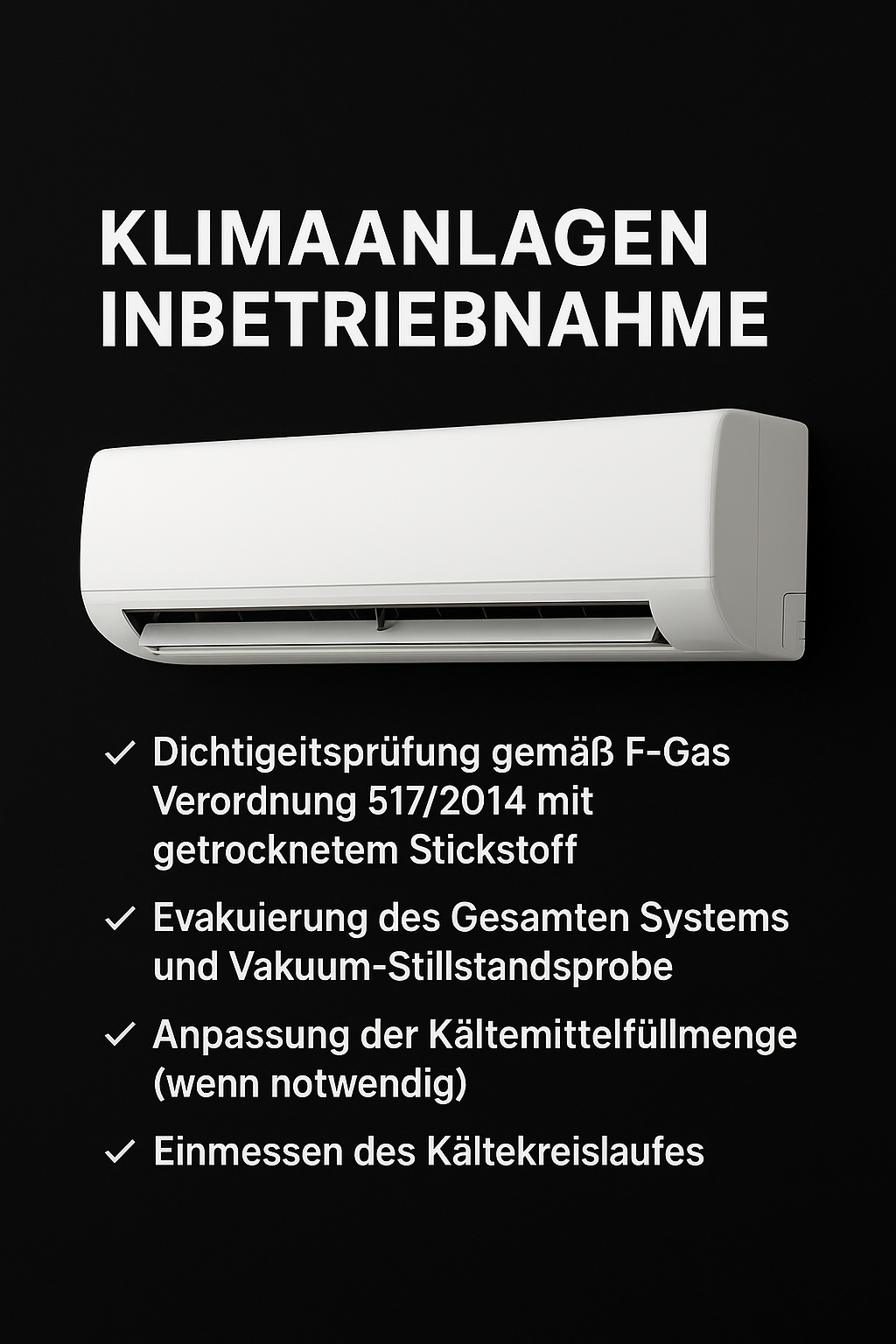 Klimaanlagen Inbetriebnahme (Split-Klimaanlagen) – Fachgerechte Abnahme nach F-Gas-Verordnung